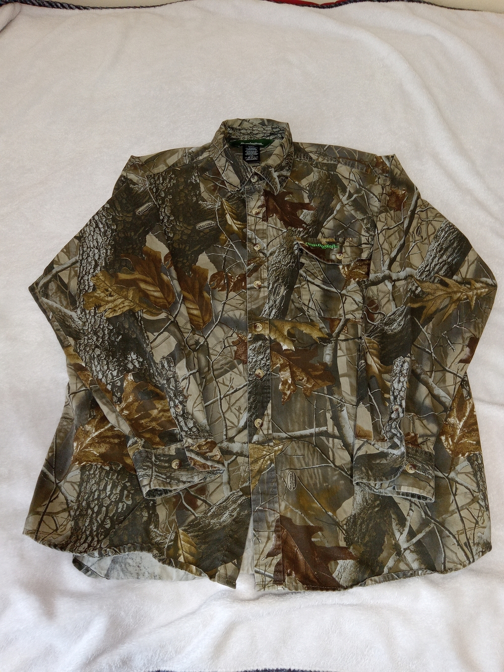 Remington Realtree Green Hardwoods Camo Hunting Shirt Mens XL Long Sleeve Cotton - Picture 9 of 12